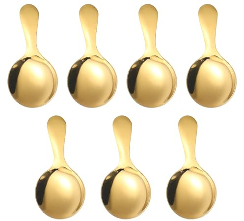7 Pcs Stainless Steel Short Handle Spoons, Small Coffee Spoon, Mini Spoon, Tea Caddy Spoons for Sugar, Condiments, Tea, Desserts and Coffee