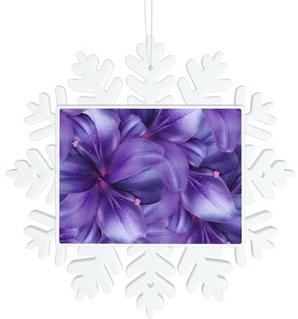 Lila Lilie Blumen Schneeflocke Form Weihnachtsbaum Anhänger Weihnachtsschmuck Handwerk Dekorationen mit Lanyards Neuartige Party Dekorationen