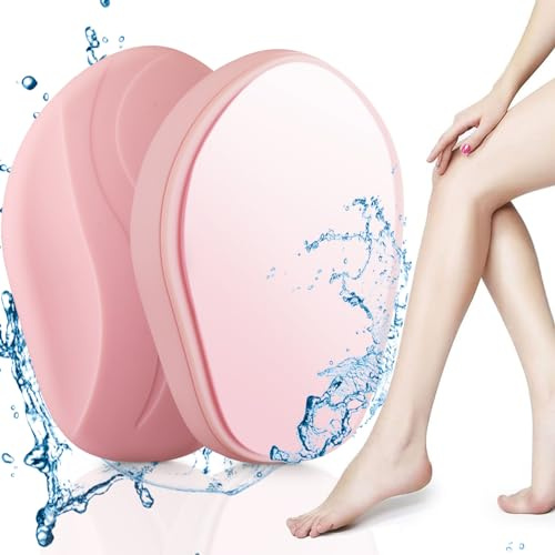 Crystal Hair Eraser, Jkevow Magic Crystal Hair Remover Stone, Nano Crystal Painless Exfoliation Hair Removal Tool Men & Women, Fast & Easy Magic Crystal Hair Remover, Soft Smooth Silky Skin (Pink)