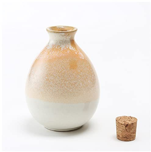 Hip Flask 250ml Sake Distribution Wine Pot Liquor Warmer Household Ceramic Bottle Barware Flagon Small Stoup Pot with Cork Hip Flasks for Women(Yellow)