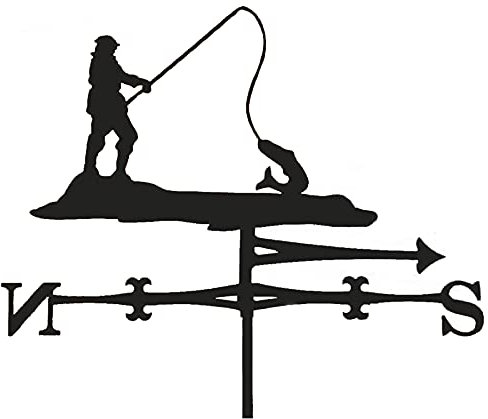 YXKJHH Girouette de pêcheur, girouette de Ferme rétro, indicateur de Direction du Vent, en Acier Inoxydable, en Forme de pêcheur, Ornements d'extérieur faciles à Assembler