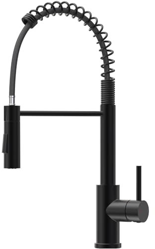 CECIPA Wasserhahn Küche Schwarz, Hochdruck Küchenarmatur Mit Herunterziehbare Brause, Mischbatterie Küche Zwei Sprühfunktionen, Hoher Bogen Spültischarmatur 360° Drehung, Armatur Küche Edelstahl