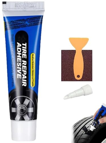 Pegamento flexible para reparación de neumáticos, cemento de caucho impermeable y resistente a la intemperie, adhesivo sellador de pinchazos con aplicador (1 Pcs)
