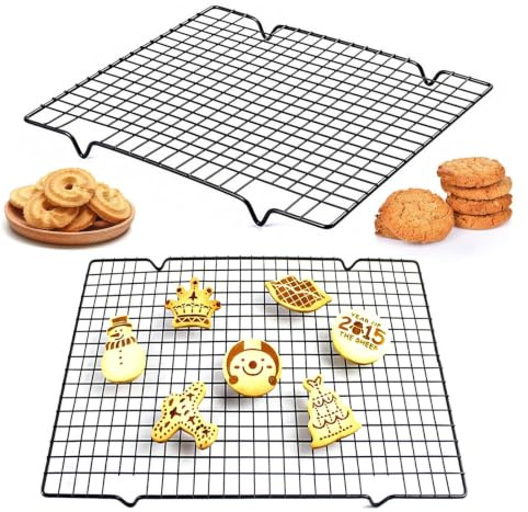2 Pack Cooling Rack, Stainless Steel Baking Rack for Even and Quick Cooling of Cakes and Cookies, Suitable for Roasting and Cooking (27.5 x 25.3 cm)