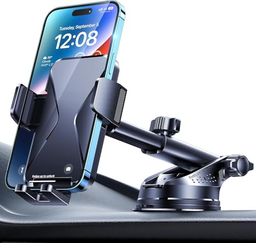 BIPOPIBO Instrumentbrädan mobiltelefonhållare bil [super sugkopp] mobiltelefonhållare bil universell 360° roterbar bil mobiltelefonhållare för iPhone Android högtalare hållare