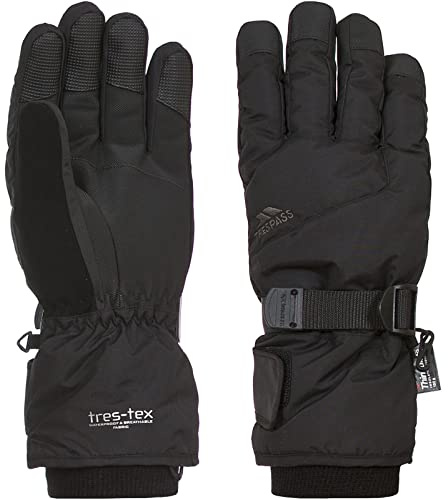 Trespass Ergon II Adults Waterproof Ski Gloves in Grey & Black with Nose Wipe