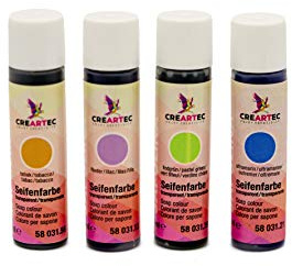 CREARTEC Natürliche Seifenfarbe Transparent - Seifenherstellung/Seifenkreationen - Farben: Flieder, Ultramarin, Lindgrün, Tabak - Inhalt: 40ml - Made in Germany