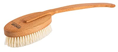 Badebürste mit Stiel für empfindliche Haut, Körperbürste, Rückenbürste für Senioren, sensitiv, heimische Buche und weiche Borste, Made in Germany