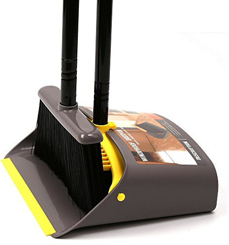 TreeLen Broom with Dustpan Combo Set,Stand up Dust Pans with Long Handle 40/52 Broom and Dustpan Set for Home Kitchen Shop Indoor Commercial Heady Duty Upright Lobby Dustpan