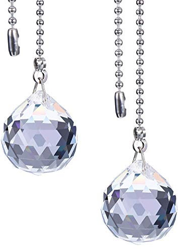 Hestya 2 Sets Clear Crystal Pull Chain Extension with Connector for Ceiling Light Fan Chain, 1 Meter Length Each (Style A)