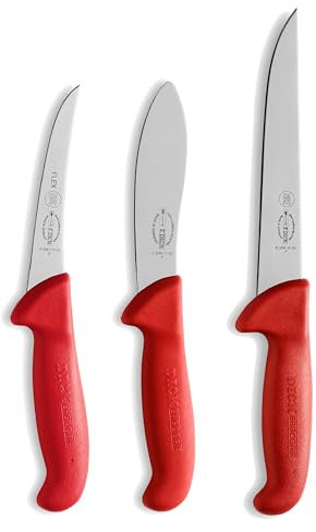 F. DICK Messer Set ErgoGrip 3-teilig „Jagd Indoor“ (Ausbeinmesser, geschweifte Klinge 13 cm, Abhäutemesser 13 cm, Stechmesser 18 cm, HRC 56°) 82556100