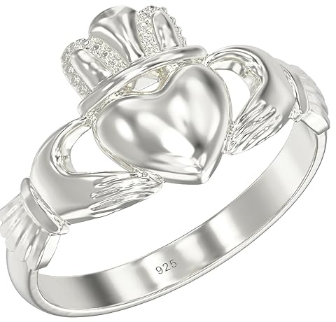 925 Sterling Silver Claddagh Heart Shape & Brand Heart Shape Ring | Multi Sizes