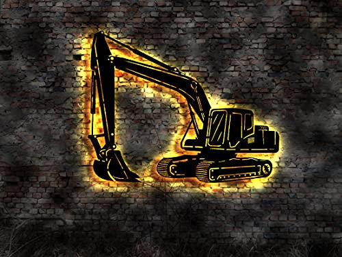 Manufaktur MV Bagger Baggerfahrer no Spielzeug Minibagger Baggerschaufel Aufkleber Tattoo Leuchtschild Wandsticker Leuchtbild Neonreklame Neon sign