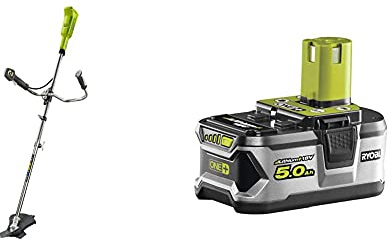 Ryobi OBC1820B 18V ONE+ Brush Cutter [Zero Tool], 18 V, Green & RB18L50 ONE+ Lithium+ 5.0Ah Battery, 18 V