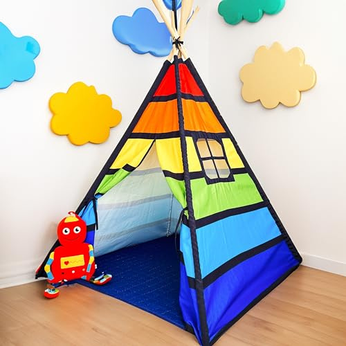 NUBUNI Tipi Zelt Für Kinder Colorful | Tippi Kinderzelt Junge Indoor Mit Bodenmatte Und Aufbewahrungstasche
