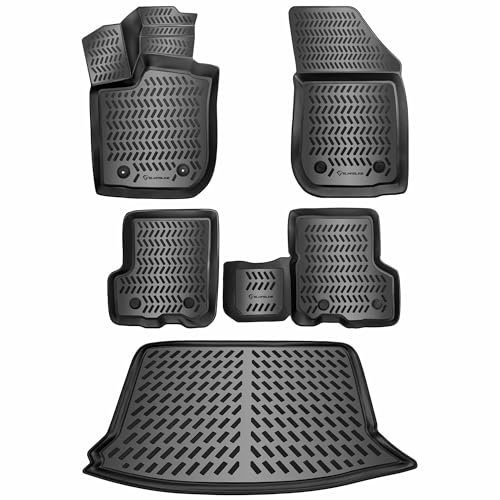 ELMASLINE 3D Gummimatten + Kofferraumwanne Set für Dacia SANDERO 2 (II) 2012-2020 | Hoher Rand | Design Fußmatten