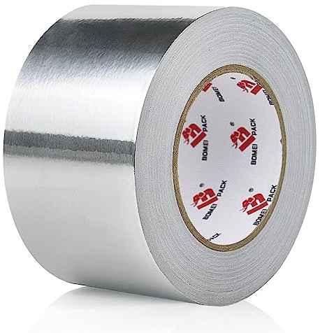 BOMEI PACK Aluminum Foil Tape,Heavy Duty Metal Duct Tape,High Temperature Silver Tape,Perfect for Sealing & Patching,HVAC,Air Ducts,Insulation and Metal Repair (3 Inch)