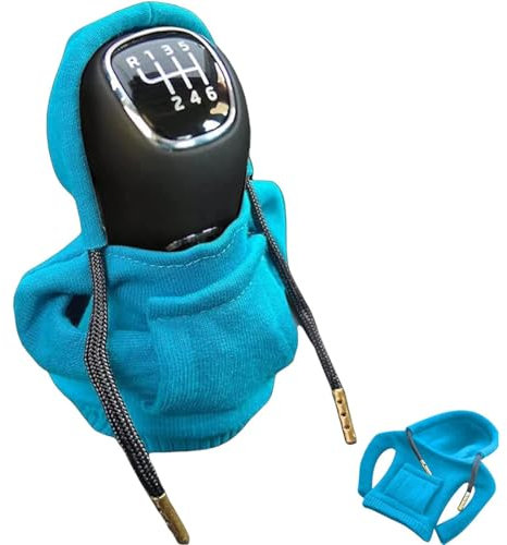 huoxi Schaltknauf Hoodie, Modischer Mini Hoodie Auto-Schalthebelabdeckung mit Kordelzug, Auto-Innenzubehör für Auto-Schalthebel (Blue)