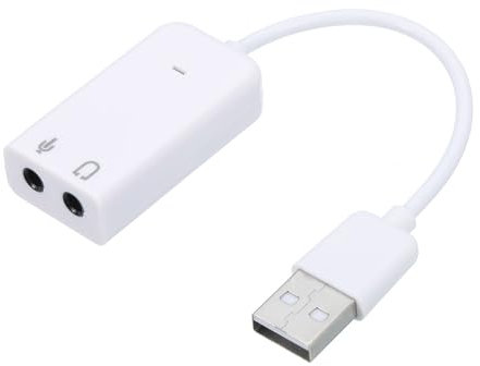 sourcing map 2 Pcs USB Sound Card, USB to 3.5mm Jack Audio Adapter Support Virtual 7.1 Surround Sound White