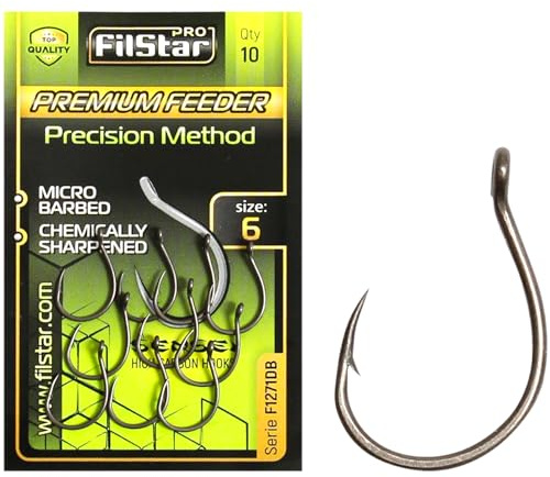 PRO FILSTAR 10 Stück Angelhaken Set N6 - Premium Method Feeder Haken | Karpfenangeln - Karpfen Angeln Zubehör - Pop Up Boilies Karpfenhaken - Carp Fishing Hooks - Angelzubehör - Karpfen Rigs