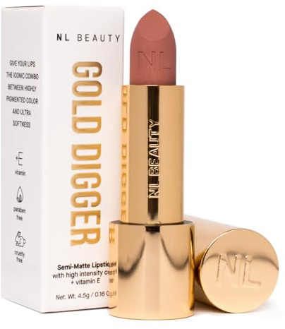 NL BEAUTY Nr. 04 TREASURE - Cremiger Semi-Matter Lippenstift - Lippenstift mit samtigem Finish, angereichert mit Vitamin E - GOLD DIGGER 4.5 g