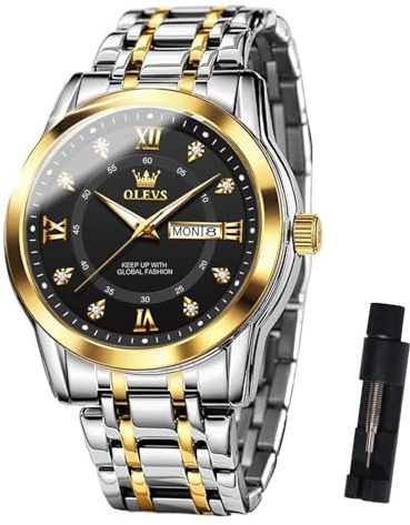 OLEVS Metallarmband Uhren Herren mit Datum Lässiger Großes Zifferblatt Herrenuhren Leuchtende Klassisch Quarz Analog Armbanduhr Damen Edelstahl Geschenke für Männer