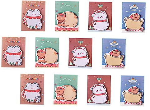 FUNOMOCYA 12stücke Teiliges Weihnachts Notizblock Selbstklebend Mit Kreativen Xmas Motiven Farbige Haftnotizen Für Schüler Glattes Papier Langlebig Weihnachtsdeko Und Geschenkidee