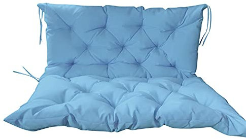 Hollywoodschaukel für drinnen und draußen, 10 cm dick, weiches Sitzkissen für 2- und 3-Sitzer, Gartenbank mit Gurten, Kissen für zusätzlichen Komfort und Unterstützung, 150 x 100 x 10 cm, Blau