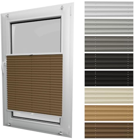 STELGE - Blackout Plissee ohne Bohren I auf Maß gefertigt I Breite 30-129 cm I Höhe 50-230 cm I 8 Farben Verdunkelungsstoff (Höhe von 50 cm bis 149 cm)