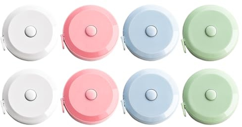 Hitopin 8 Piezas Cinta Métrica Corporal, Doble Escala Cintas Métricas, Métrica Retráctil de Sastre, Para Coser y Medir Cintur,Longitud, Pecho, Pecho y Brazos,4 Colores(2 Metros) ﻿