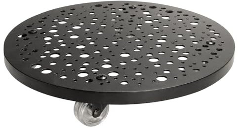 WAGNER Rullo per piante in acciaio retrò, Ø 30 x 5,5 cm, ruote trasparenti, per interni ed esterni, rullo per fiori in lamiera forata in acciaio rivestito di nero, portata 50 kg – 20095201