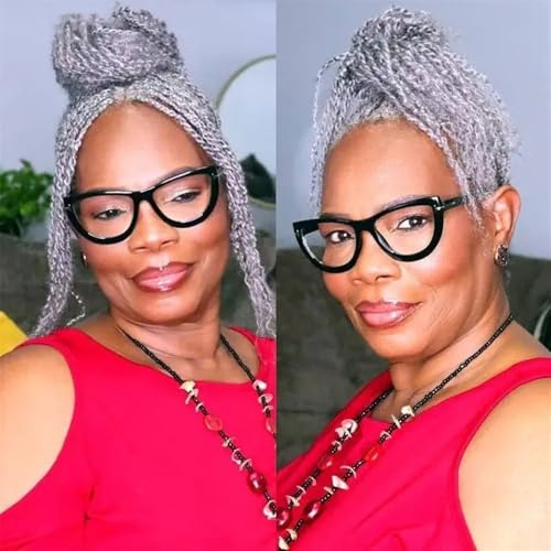 zhongqunli Tressage de Cheveux Humains, Tresses Afro crépues en Vrac for Dreadlocks et Torsades - 50 g/Paquet, Gris(10inch)