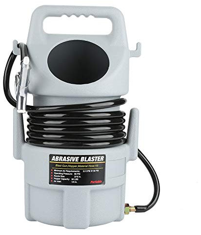 Sorandy Portable Pneumatic Sand Blasting Machine, Aluminum Alloy Polishing Sandblasting Gun with 15 Ft Hose 50 Lb Hopper Suitable for Small and Mediumsized Sandblasting Operations