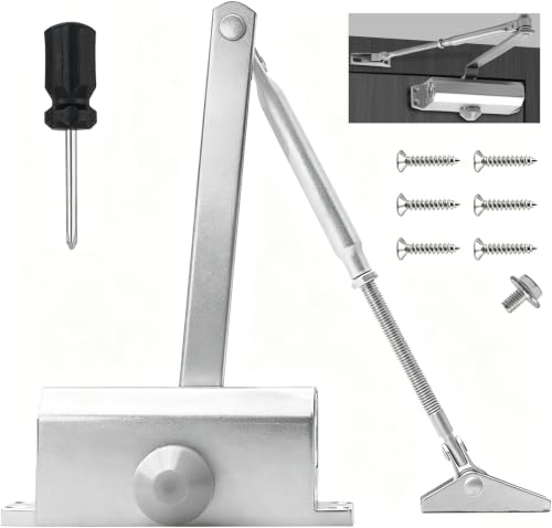 COEWUR Cierrapuertas Automático Pequeño Hidraulico Cierra Puertas Automatico con Bloqueo Ajustable para Hogar y Comercial Puerta de 25-40KG Ancho 1000MM (Plata)
