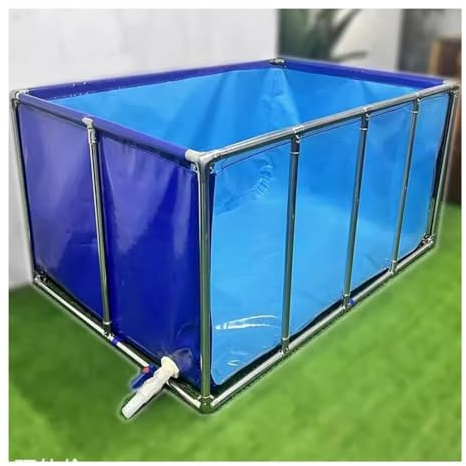Genérico Estanque de Peces con Estructura de Acero - Acuario Elevado con Ventana de PVC Transparente, Ideal para la cría de koi, Lona Azul Resistente, 150 x 100 x 71 cm, jardín acuático Exterior