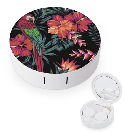 fkgvwo Contact Lens Case Parrot Flower Contact Lens Box Travel Kit Portable for Travel & Home