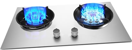 Cocina de sobremesa eficiente con 2 quemadores, hornillo de gas portátil, estufa de gas portátil for interiores, parrilla de hierro fundido, ideal for el hogar, camping y jardín.(NG)