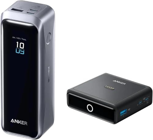 Anker Prime Batterie Externe (20100 mAh, 3 Ports, 220W) et Anker Station de Charge (100W, 4 Ports)