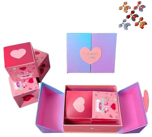 Valentine's Day Explosion Gift Box, 12-Bounce Folding Money Envelope for Surprise Gifting, Exploding Pop-Up Cash Gifts Boxes, Creative Wrapping Box Surprise Decoration(6boxes)