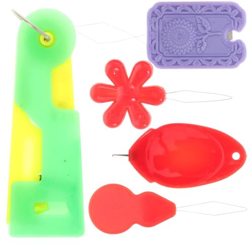 ABOOFAN 5 Pezzi Infila Ago per Cucito Manuale in Plastica Riutilizzabile, Strumenti Sicuri e Affidabili con Diverse Sagome, Accessori Comodi per Progetti di Cucito a Mano Colore Casuale