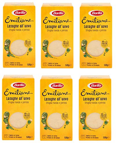 6x Barilla Emiliane Lasagne all'uovo Nudeln mit ei 500
