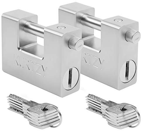Kurtzy Vorhängeschloss Belastbar 1kg mit 10 Schlüssel (2Stk) – Schloss aus Gehärtetem Edelstahl Massiv Monoblock Hängeschloss – 12mm Dick – Sicherheitsschloss für Garage, Container, Schuppen, Lager