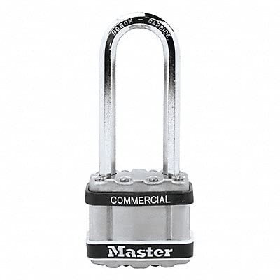 Master Lock 44 mm – Manille octogonale, diam. 8 mm – Cylindre à 4 broches – Manille longue 64 mm – Clé identique – Manchon en acier inoxydable