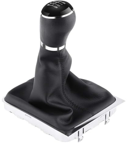 Yctze 6-Gang-Schalthebel-Schaltknauf Mit Gaze-Stiefelrahmen für B7 2011-2012 (Schwarzes Kunststoff- und Kunstleder für Schaltung, P)