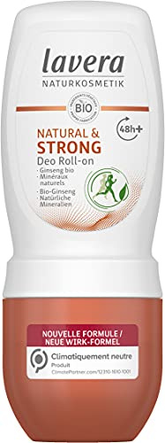 lavera Natural & Strong Déodorant à bille - ginseng bio & minéraux naturels - 48h de protection - sans sels d'aluminium & alcool - contre les odeurs de transpiration - vegan - bio (1 x 50 ml)