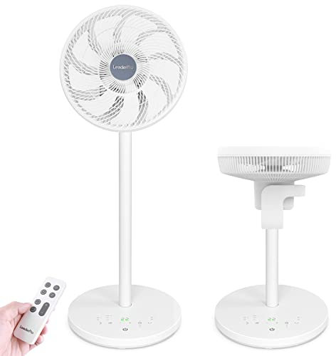 LeaderPro 2in1 DC Motor Standventilator - Ventilator Leise 12.8dB 3D Oszillierend mit Fernbedienung/Energie Sparen/Turbo Luftzirkulator Raumventilator