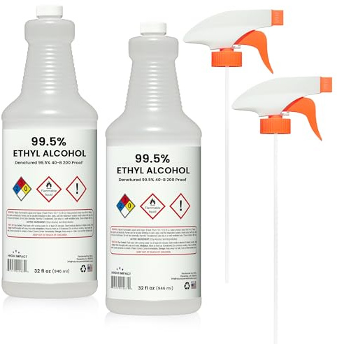 HIGH Impact 99.5% Ethyl Alcohol Denatured 40-B 200 Proof Alcohol - Made in The USA - 32oz Spray (Pack of 2)