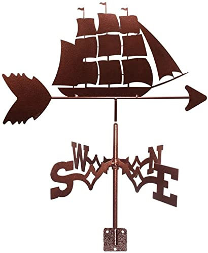 Wetterfahne Wetterfahne Segelboot Ornament Gusseisen Wetterhahn Windrichtungsanzeige Garten Wetterfahne Messwerkzeuge mit Anti-Rost-Beschichtung Korrosionsbeständige Windfahne (Messing M)