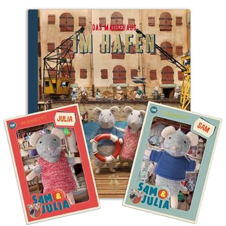 Mouse Mansion - Paket: Zum Hafen mit Sam und Julia – enthält: 1 Buch und 2 Kuscheltiere Sam und Julia 12cm – für Kinder jeden Alters