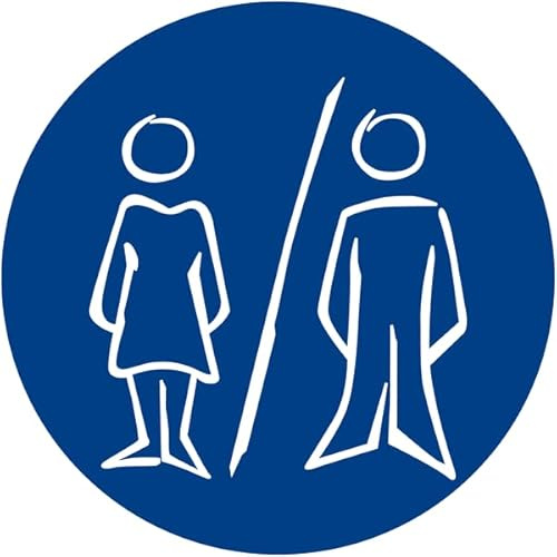 CARTELLO SEGNALETICO rotondo ISO 7010 - Toilette uomini e donne - Adesivo Extra Resistente, Pannello in Forex, Pannello In Alluminio (PANNELLO IN ALLUMINIO 20 CM)